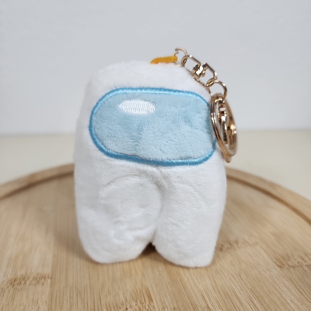 White Plush Among Us Keychain